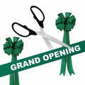 Grand Opening Kit-25" Ceremonial Scissors, Ribbon, Bows (Silver/Green)